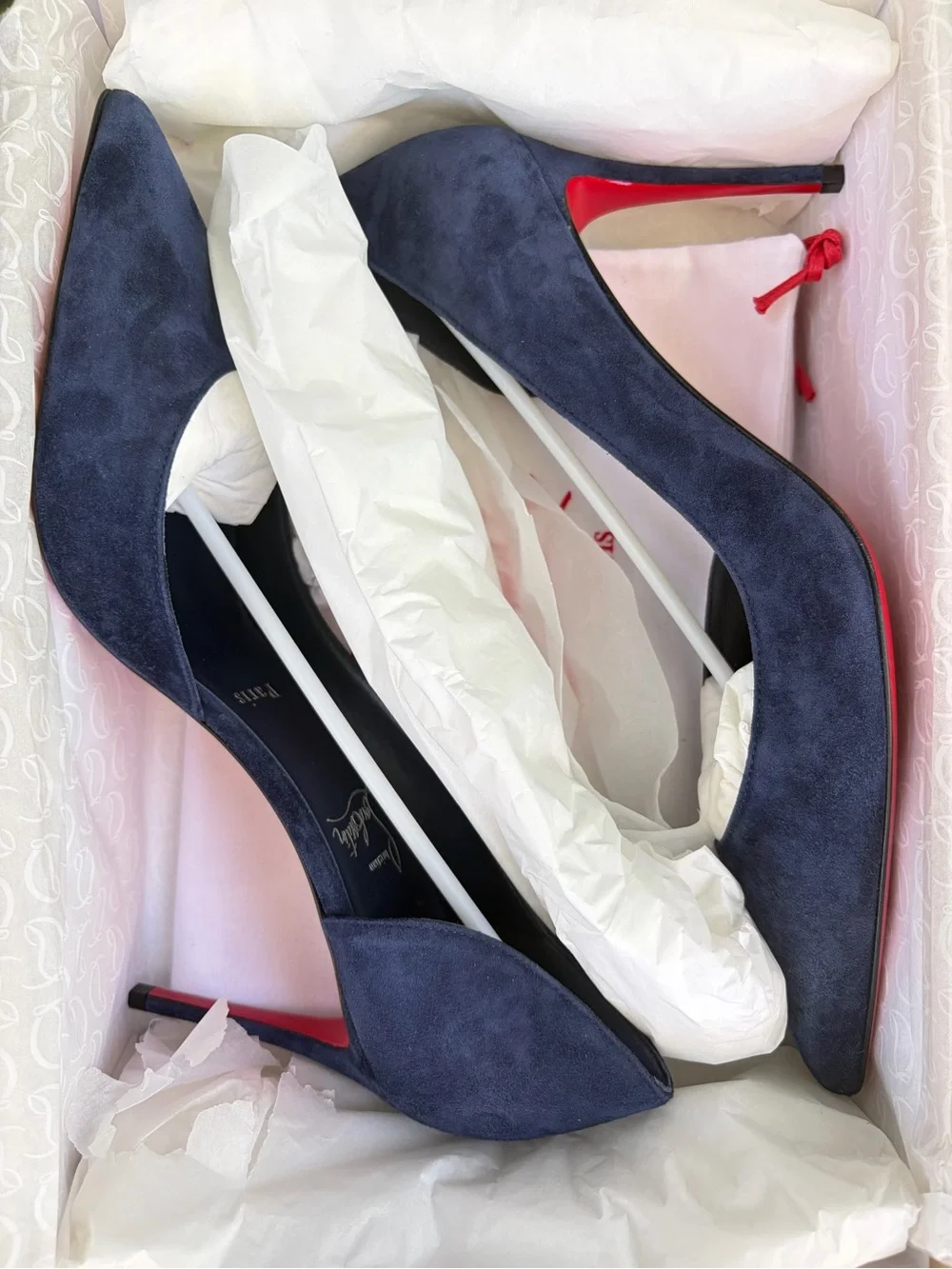 Christian Louboutin Blue Suede D'Orsay Iriza Pointed-Toe Pump Size EU 40 - Picture 11 of 13